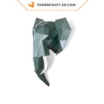 Papercraft elephant head in origami