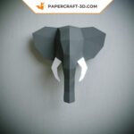 Papercraft of elephant head in 3D origami