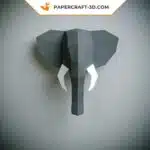 Papercraft tête d&rsquo;éléphant origami papier 3D, weergave 2