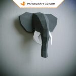 Papercraft of elephant head in 3D origami