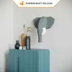 Papercraft tête d&rsquo;éléphant origami papier 3D, weergave 4