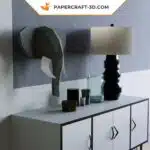 Papercraft tête d&rsquo;éléphant origami papier 3D, weergave 5