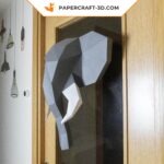 Papercraft of elephant head in 3D origami