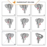 Papercraft of elephant head in 3D origami