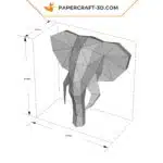 Papercraft tête d&rsquo;éléphant origami papier 3D, weergave 8