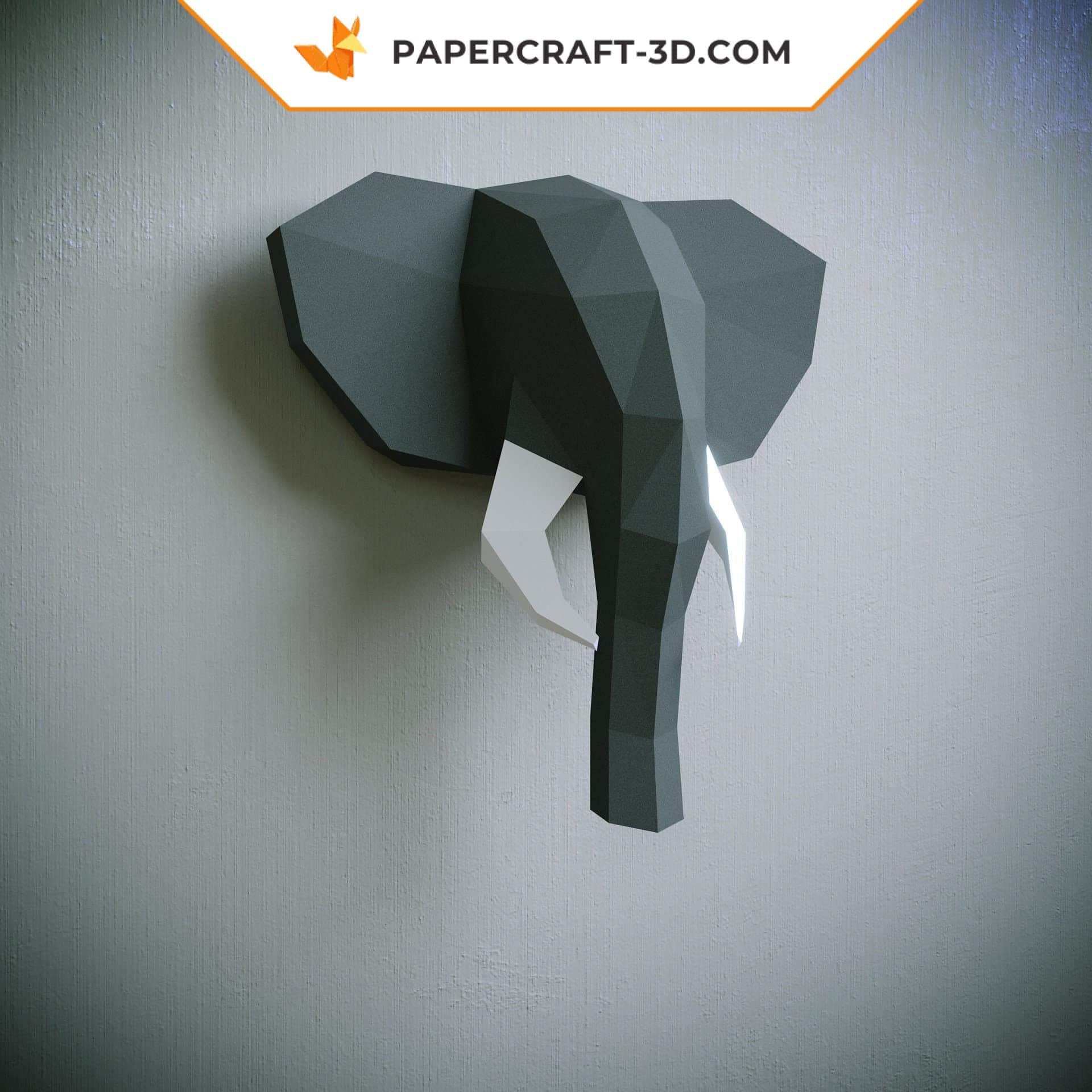 Papercraft of elephant head in 3D origami Papercraft of elephant head in 3D origami