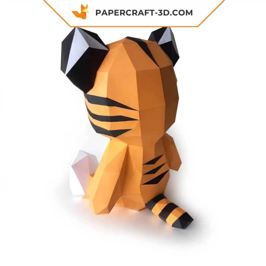 Papercraft bebê tigre fofo para criança, vista 4