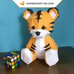 Papercraft bebê tigre fofo para criança, vista 7