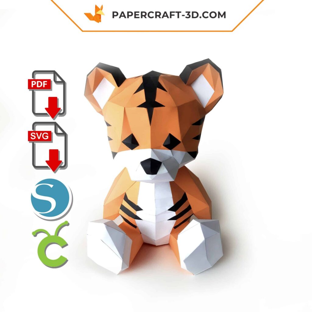 Cute baby tiger papercraft for kids