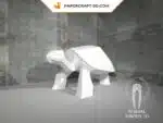 Papercraft de tartaruga em origami 3D, vista 3