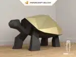 Papercraft de tartaruga em origami 3D, vista 2