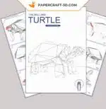 Papercraft de tartaruga em origami 3D, vista 5