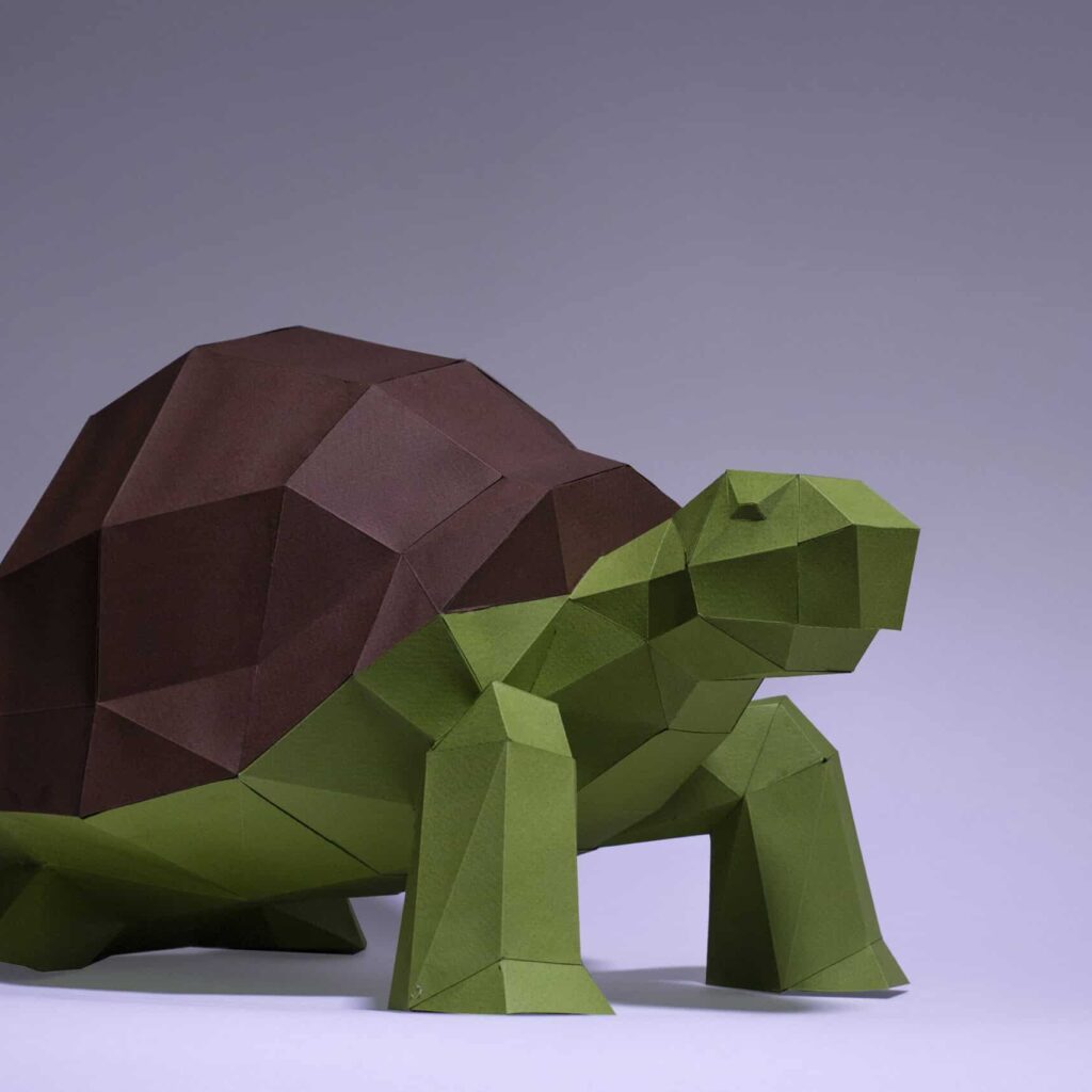 Papercraft tortue verte complète en origami 3D