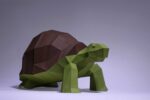 Papercraft green turtle in 3D origami