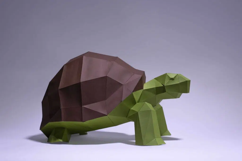 Papercraft tortue en origami papier 3D à télécharger en PDF, weergave 3