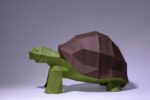 Papercraft green turtle in 3D origami