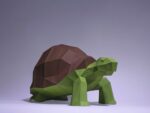 Papercraft green turtle in 3D origami
