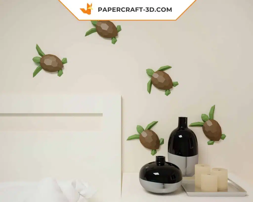 Papercraft Meeresschildkröten aus origami Papier 3D