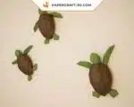 Papercraft kleiner Meeresschildkröten als 3D-Origami für die Wand, Ansicht 3