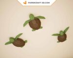 Papercraft von kleinen Meeresschildkröten Wandkunst in 3D-Origami