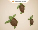 Papercraft von kleinen Meeresschildkröten Wandkunst in 3D-Origami