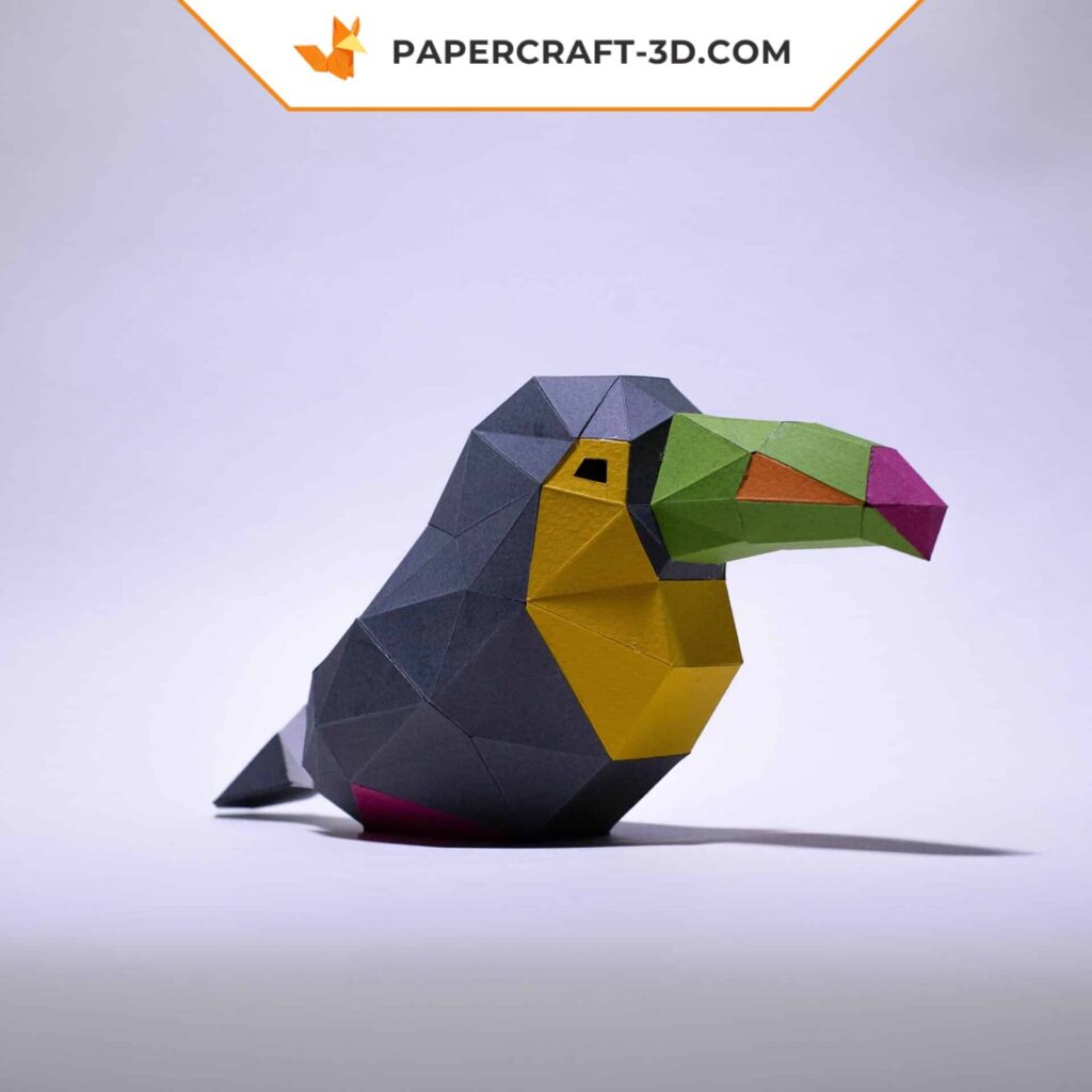 Papercraft tucano e calau em origami 3D