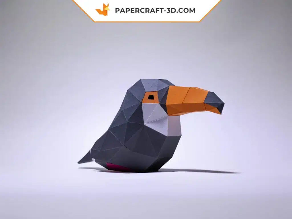 Papercraft tucano e calao in origami 3D, vista 4