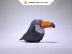 Papercraft tucano e calao in origami 3D, vista 4