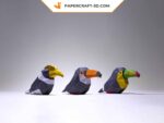 Papercraft tucano e bucerotide in origami 3D