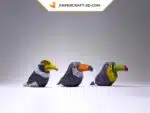 Papercraft tucano e calao in origami 3D, vista 2