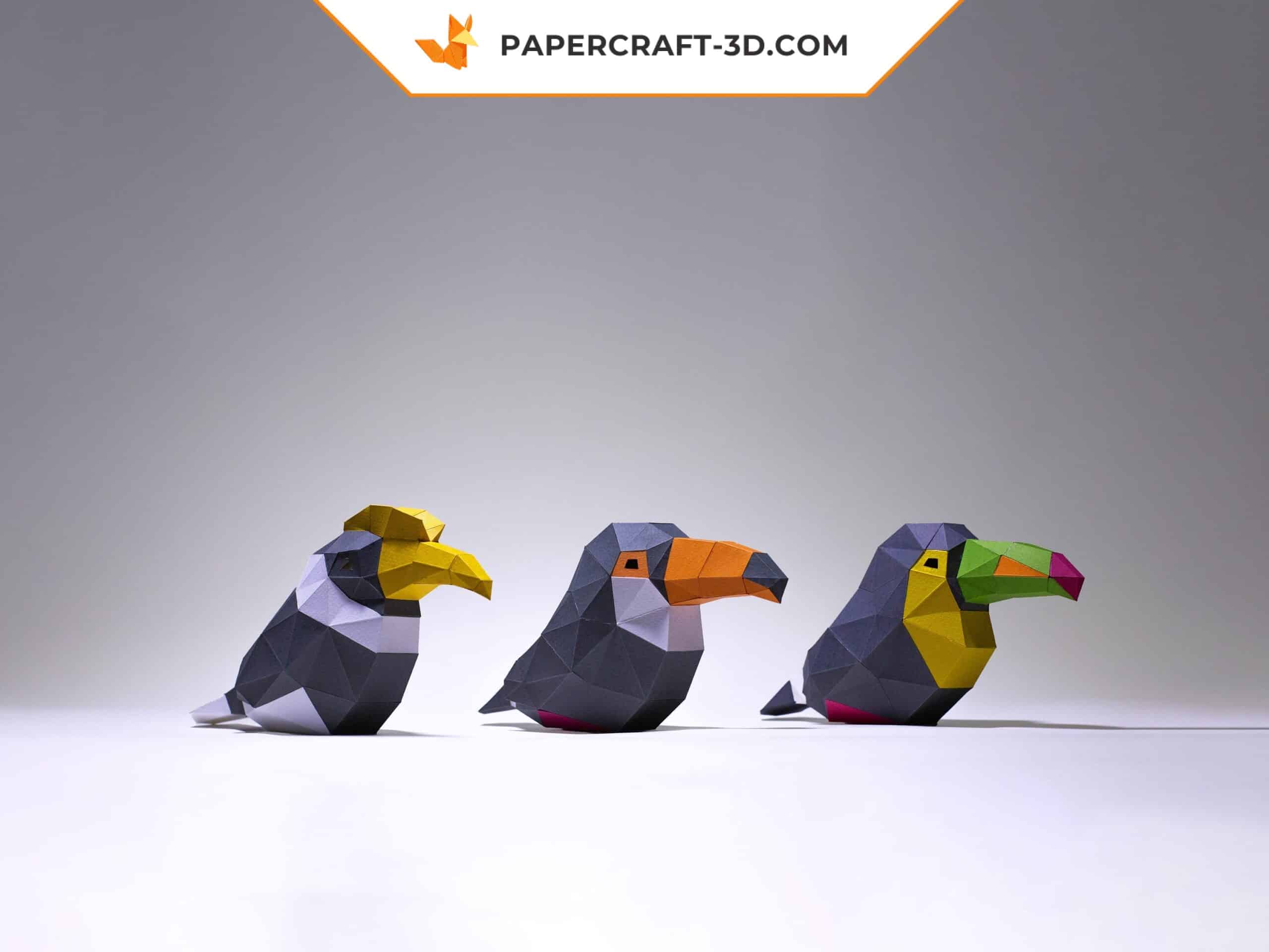 Papercraft toucan and hornbill in 3D origami Papercraft toucan and hornbill in 3D origami