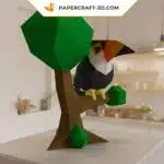Papercraft Toucan origami papier 3D, weergave 5