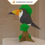 Papercraft Toucan origami papier 3D, weergave 6
