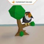 Papercraft toucan in 3D origami