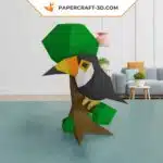 Papercraft Toucan origami papier 3D, weergave 10