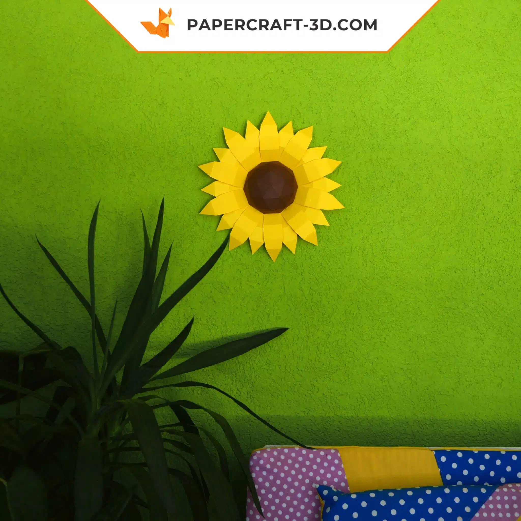 Papercraft Tournesol origami papier 3D DIY, weergave 4