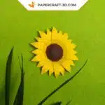 Papercraft Tournesol origami papier 3D DIY, weergave 5