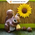 Papercraft Tournesol origami papier 3D DIY, weergave 6