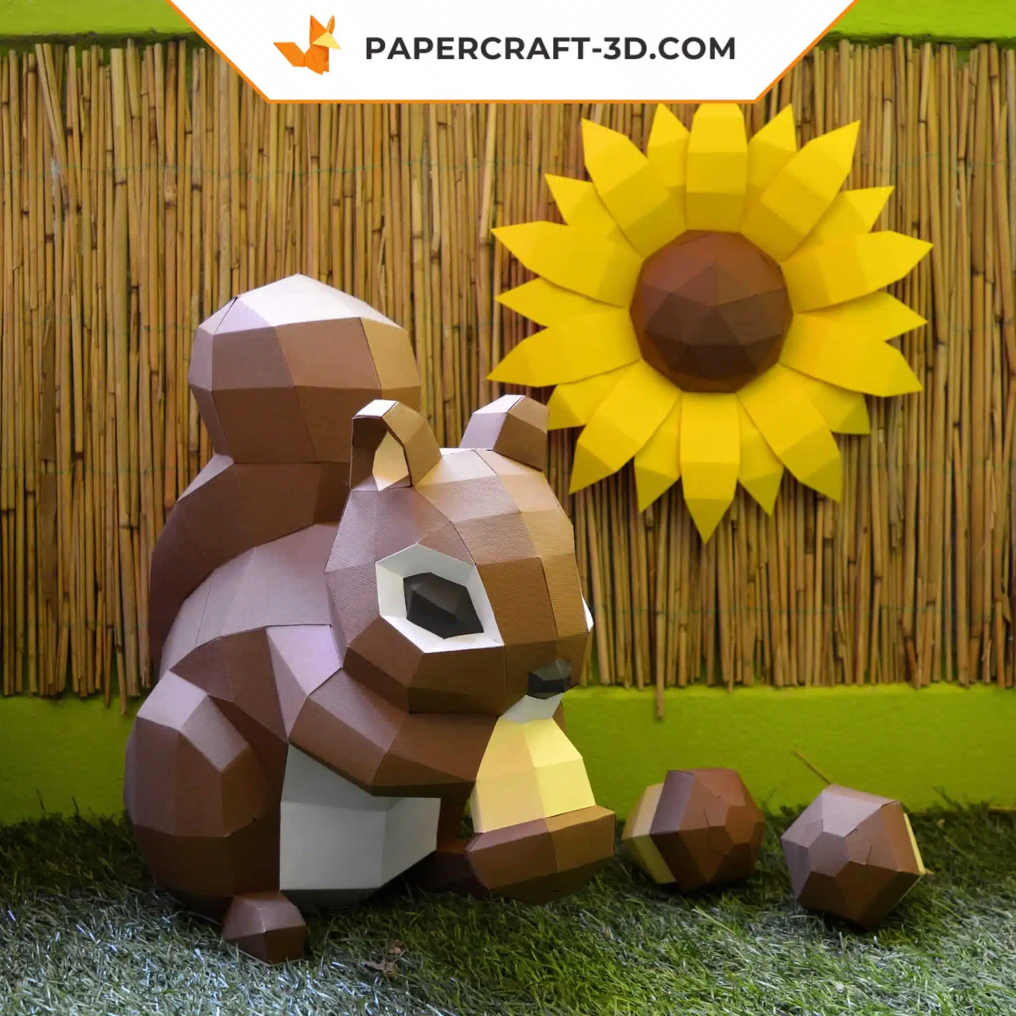 Papercraft Tournesol origami papier 3D DIY, weergave 6