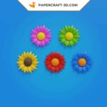 Papercraft tournesol mural en origami 3D