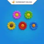 Papercraft Tournesol origami papier 3D DIY, weergave 10