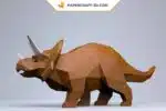 Papercraft Tricératops origami papier 3D, weergave 4