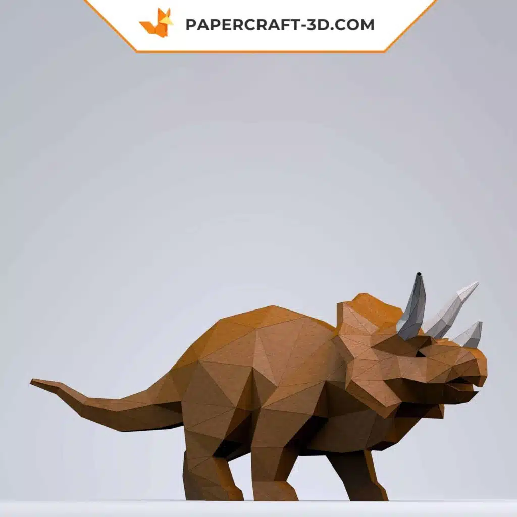 Papercraft tricératops réaliste en origami 3D