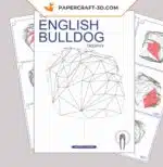 Papercraft Trophée Bulldog Anglais en papier 3D origami, vue 2