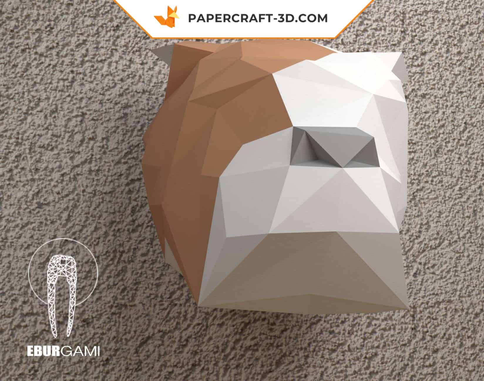 Papercraft trophée bulldog anglais mural en origami Papercraft trophée bulldog anglais mural en origami