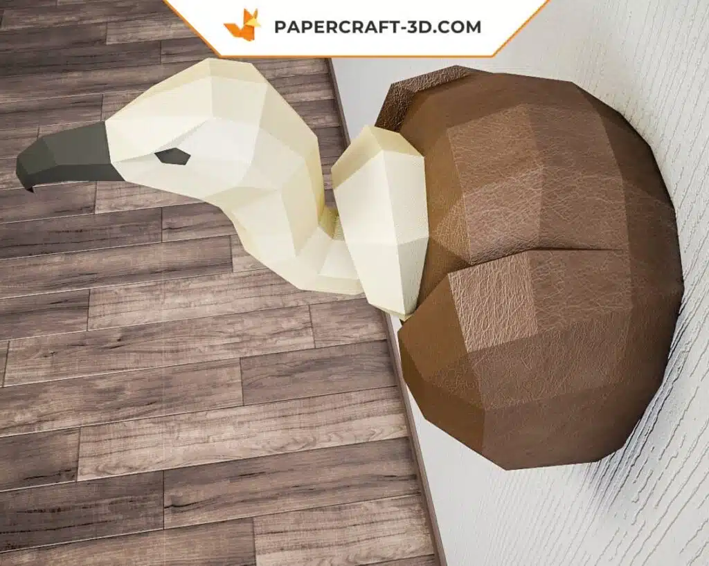 Papercraft trophée d&rsquo;oiseau 3D : vautour, griffon, condor, aigle en origami papier, weergave 3