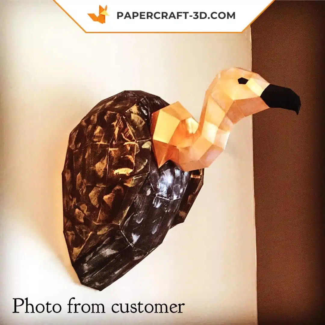 Papercraft trophée d&rsquo;oiseau 3D : vautour, griffon, condor, aigle en origami papier, weergave 6