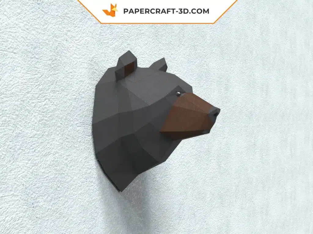 Papercraft trophée grizzly en origami 3D