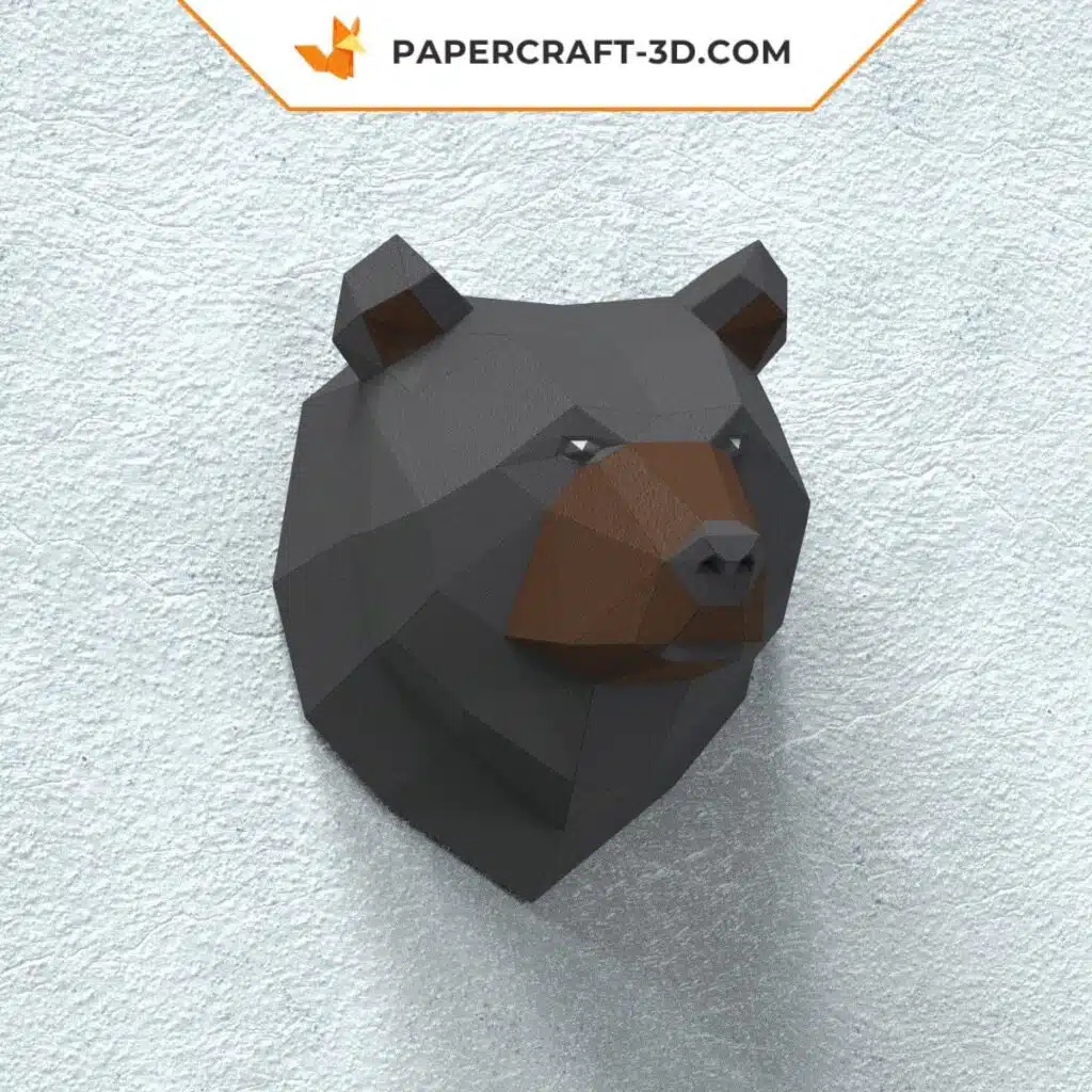 Papercraft trophée grizzly en origami 3D