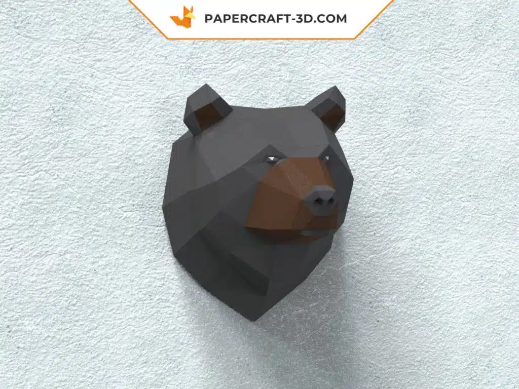 Papercraft trophée grizzly en origami 3D